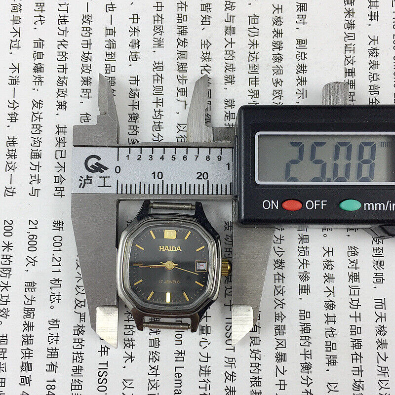 HAIDA octagonal women's watch with black dial, single calendar, elegant mechanical design for daily wear.