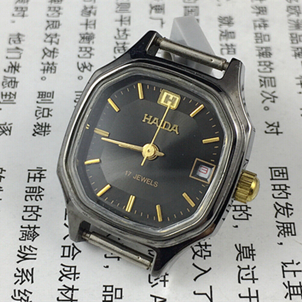 HAIDA octagonal women's watch with black dial, single calendar, elegant mechanical design.