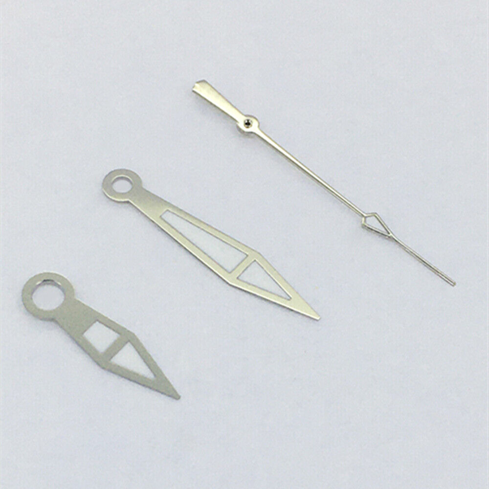Aiguilles de montre lumineuses vertes à 3 aiguilles avec garniture argentée pour mouvements asiatiques 8215/2813/8205