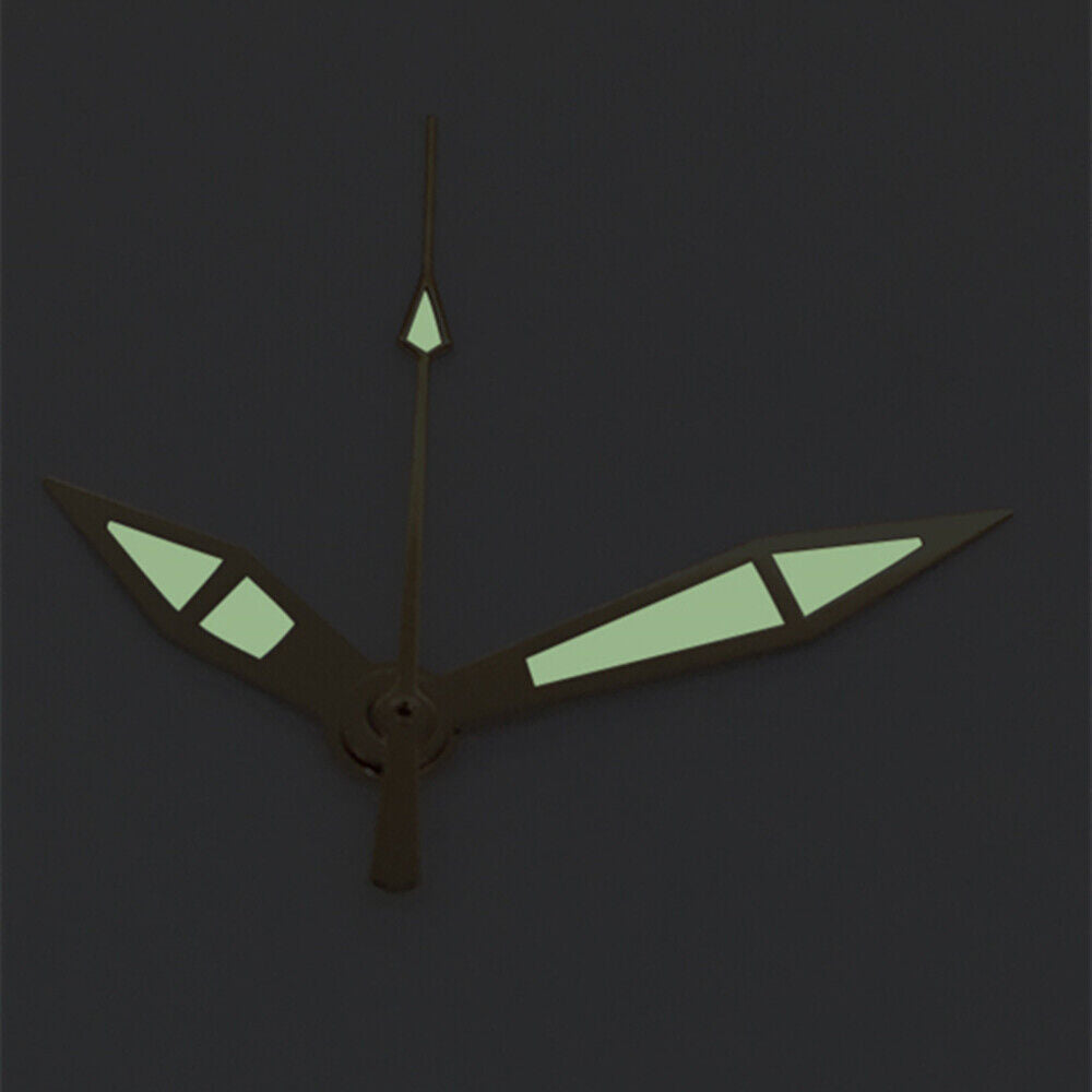 Aiguilles de montre lumineuses vertes à 3 aiguilles avec garniture argentée pour mouvements asiatiques 8215/2813/8205
