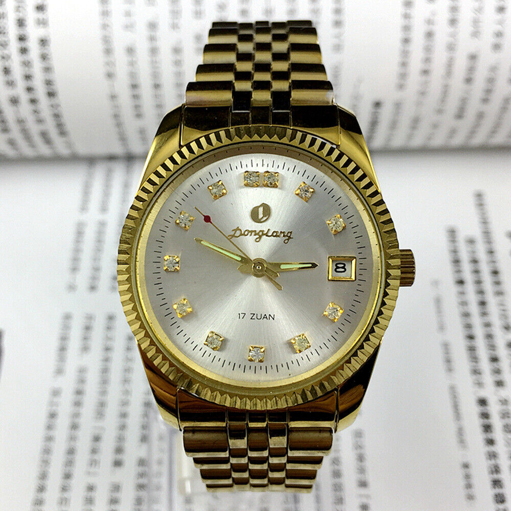 36mm China Donglang Manual Mechanical Watch 17 Jews Silver Dial Single Calendar