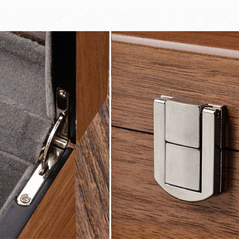 Walnut Wood watch box organizer, featuring 5 slots and double layers for elegant watch storage and display.