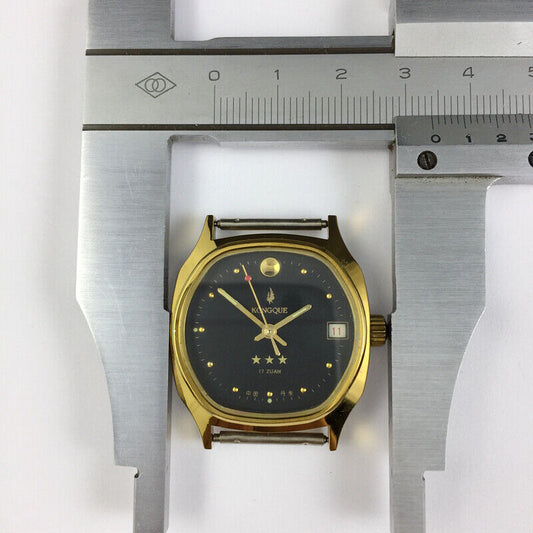 34mm Dandong Peacock manual mechanical watch with black dial, 17 jewels, single calendar, elegant design