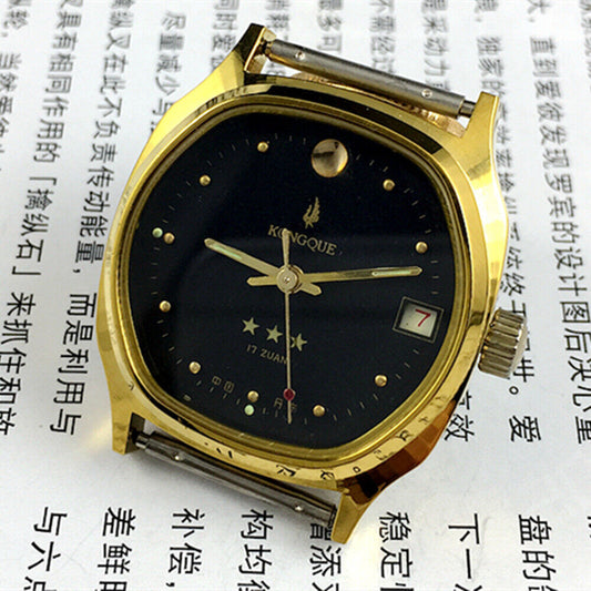 Chunlan 33mm manual mechanical watch with silver dial and 17 jewels, paired with a steel watch band.