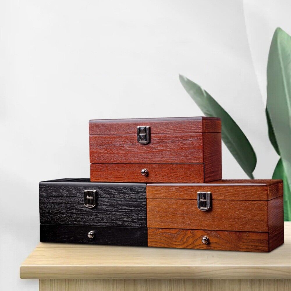 Double layer men's watch box organizer, elegant storage for watches and jewelry display.