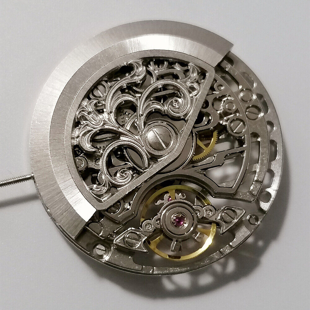 Brand New China Made Hangzhou 7500 Movement Silver Carved Hollow 3 Hands