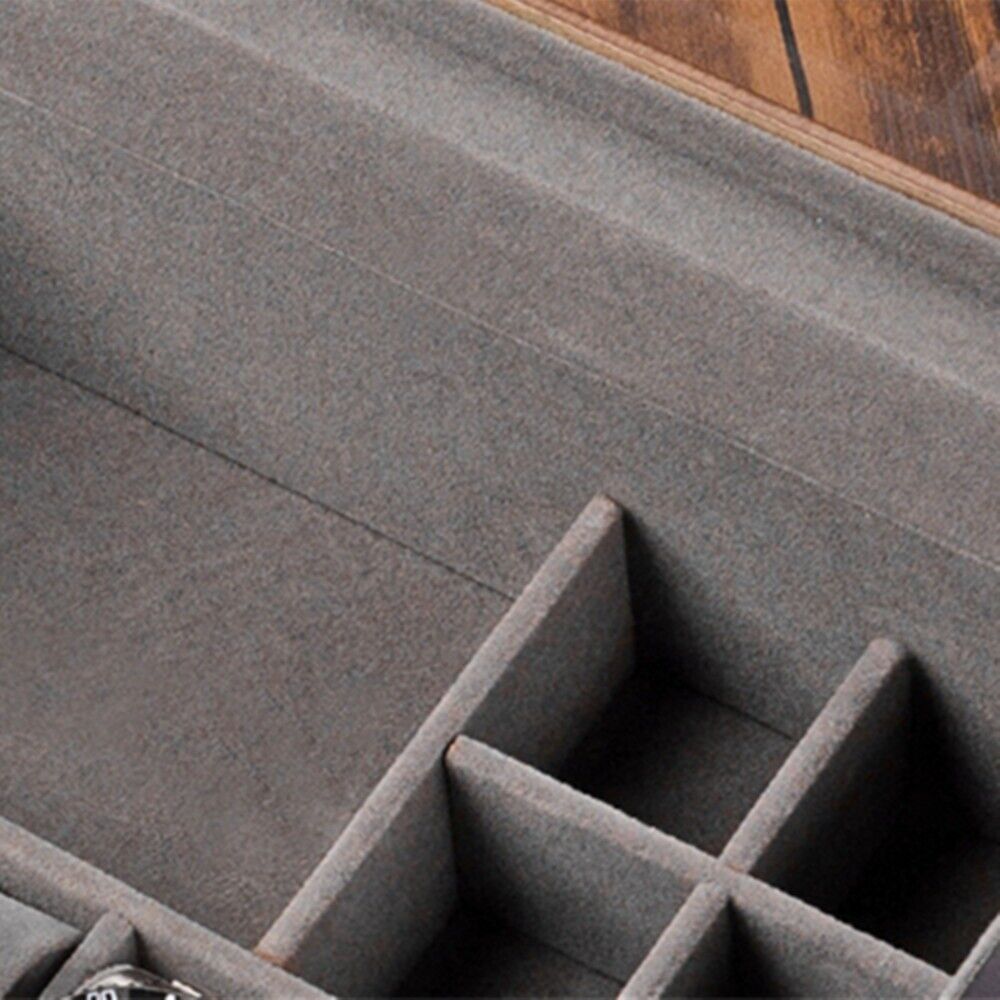 Walnut wood 4-slot double-layer watch box for elegant accessory storage and display.