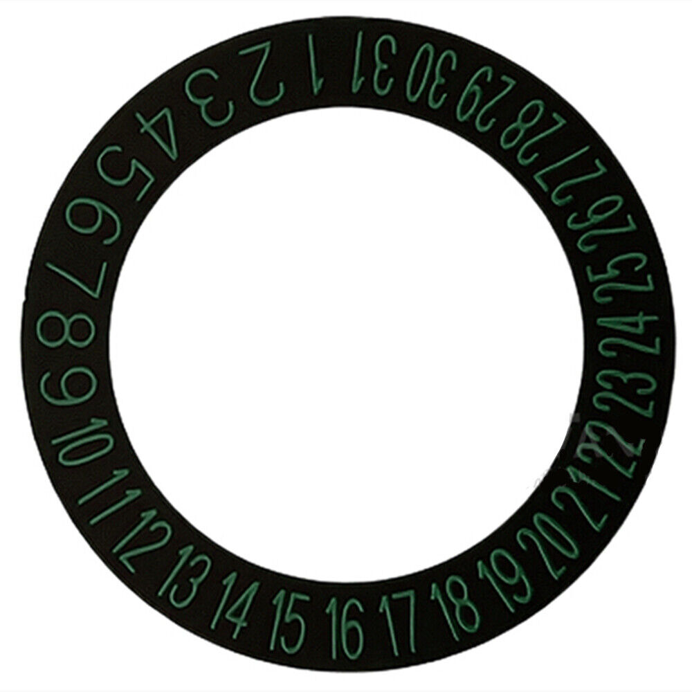 Black Background Green Font Date Disk Wheel for Movement NH35 NH36 Date At 6