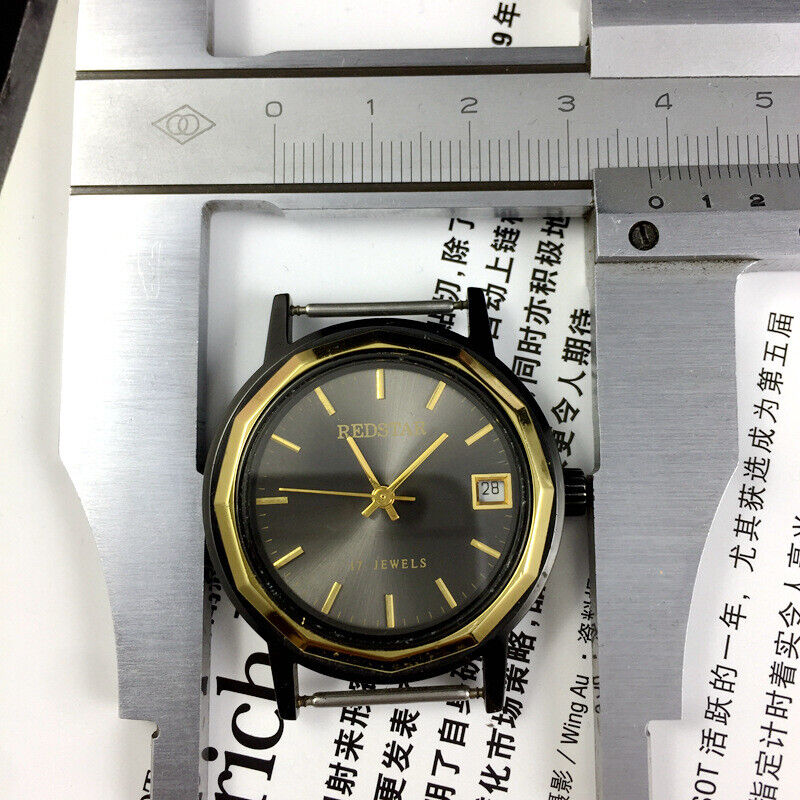 China Made Manual Mechanical Watch 17 Jews Single Calendar Black Dial Black Case