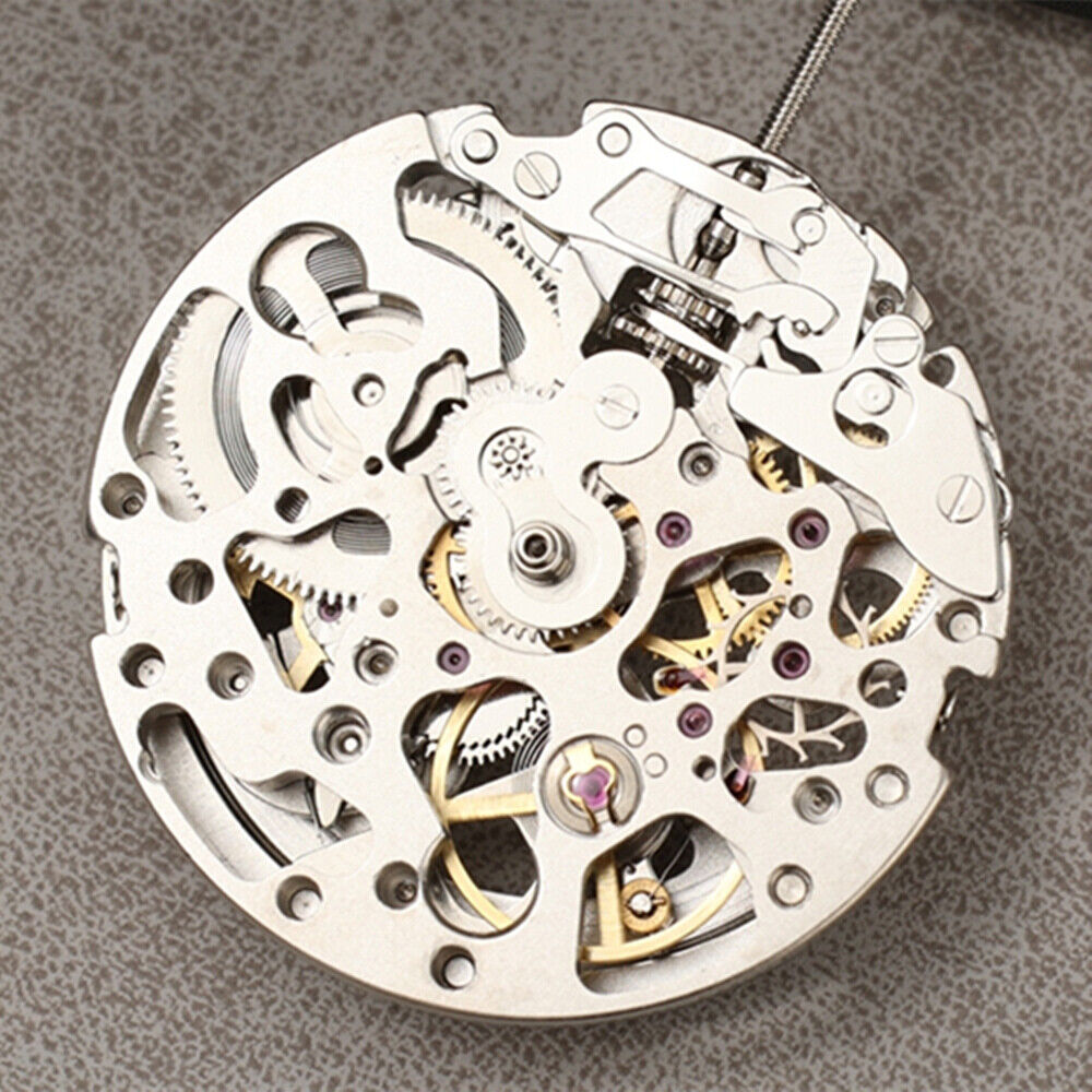China Made Dandong Silver Hollow Automatic Mechanical Movement with Second Stop