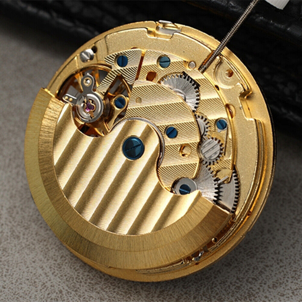 Shanghai Golden multifunctional automatic watch showcasing mechanical movement and sleek silver design.