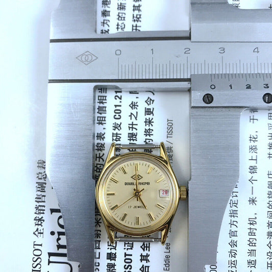 Double Rhomb Lady Watch with Golden Nail markers, manual mechanical movement, single calendar, elegant 3-hand design.