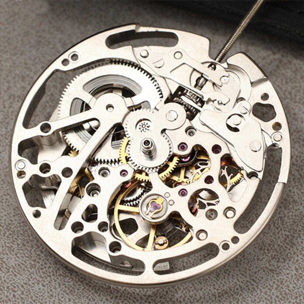Dandong Silver automatic mechanical watch with hollow design and second stop feature, China made.