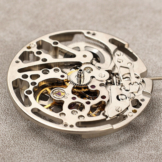 Dandong Silver automatic mechanical watch with hollow design and second stop feature, China made.