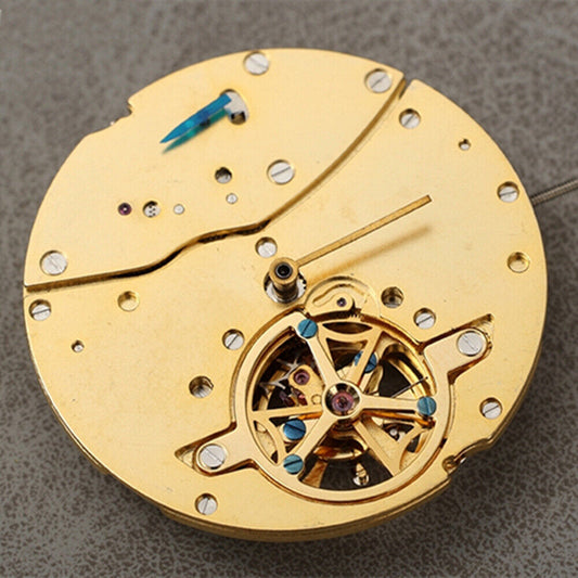 Shanghai Golden Bare watch balance wheel close-up showcasing automatic mechanical movement precision.