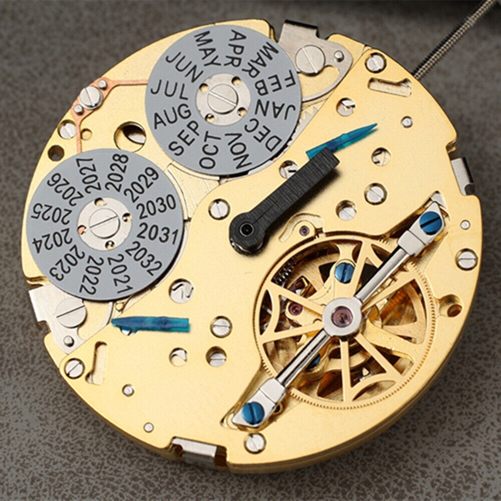 Mouvement mécanique automatique à calendrier perpétuel multifonctionnel doré de Shanghai