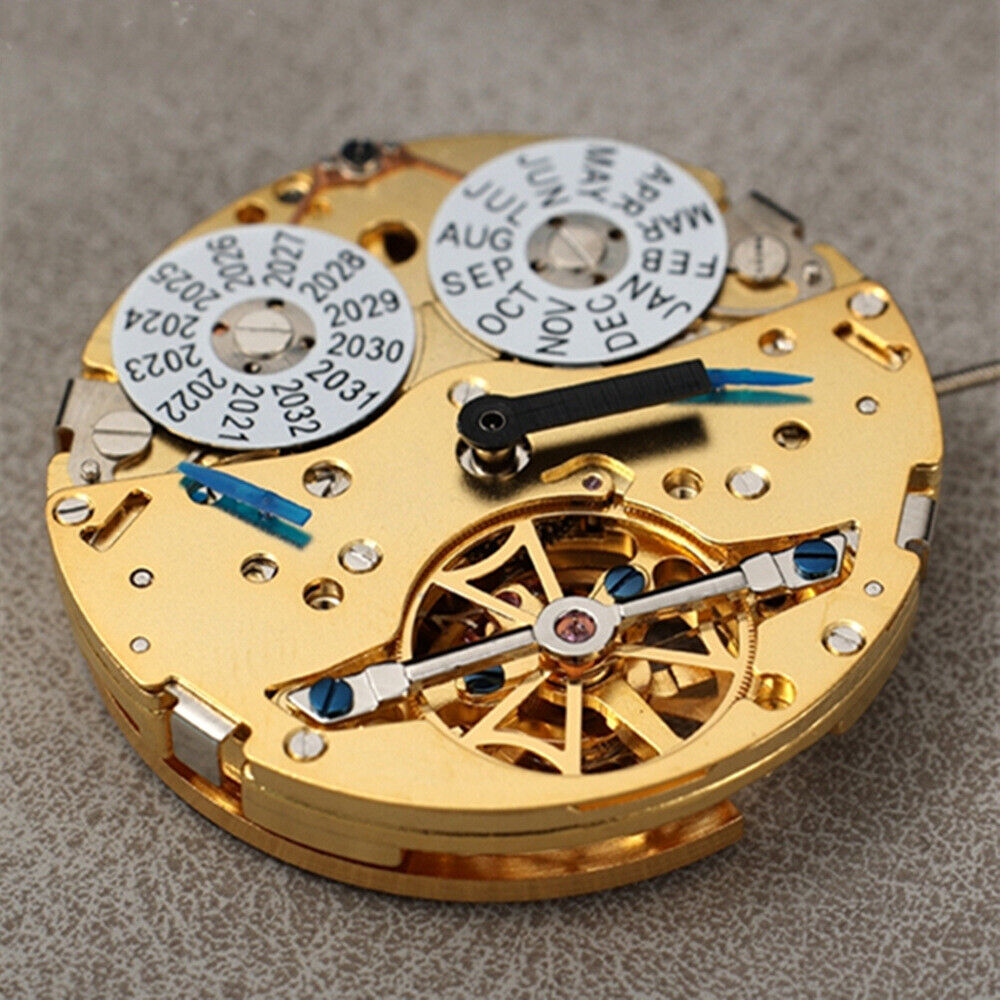 Mouvement mécanique automatique à calendrier perpétuel multifonctionnel doré de Shanghai