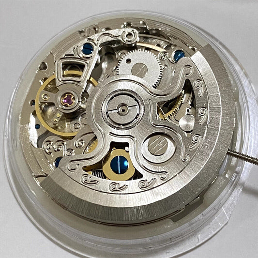 Hangzhou 2189 silver hollow automatic mechanical watch movement showcasing intricate design and precision craftsmanship.
