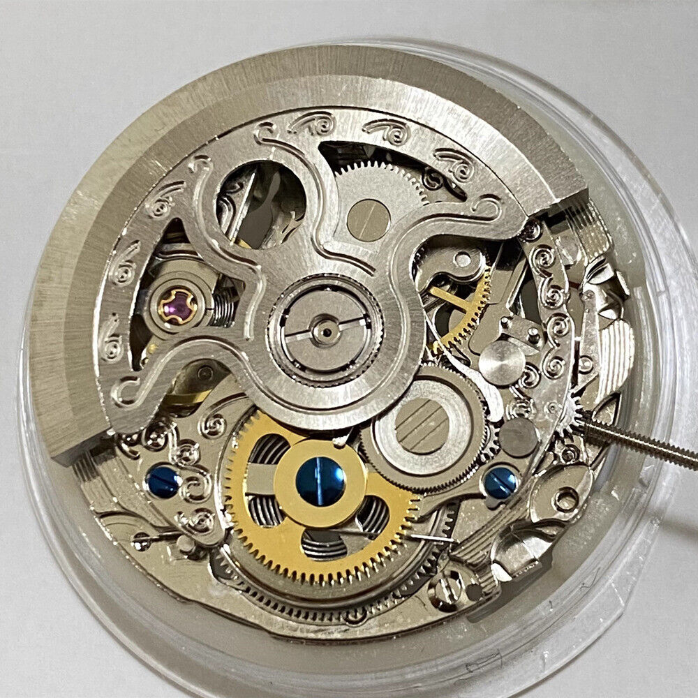 Hangzhou 2189 silver hollow automatic watch movement displaying intricate mechanical design and precision craftsmanship.