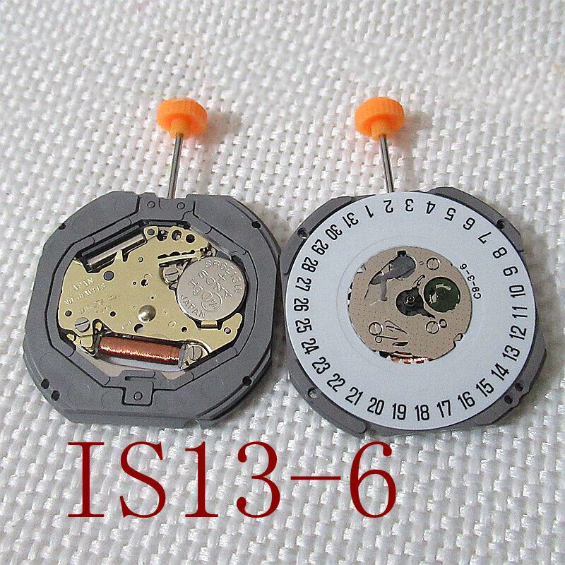Miyota 1S13 Japan quartz movement with date display at 6 o'clock, ideal for watch repair.