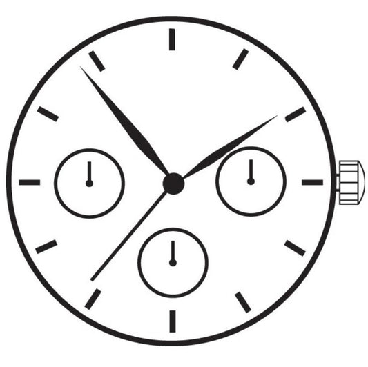 Japan Made Hattori Epson TMI VX3J VX3JE quartz watch movement with stem for precise timekeeping and easy installation.