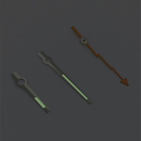 Silver trim orange lume watch hands for Asian 8215/2813/8205 movements, enhancing visibility and style.