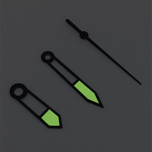 1. Three green luminous watch hands with black trim for Asian 8215/2813/8205 movements.