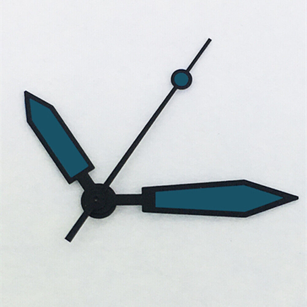 Blue luminous watch hands with polished black trim for ETA2836/2846/2824/2846 movements.
