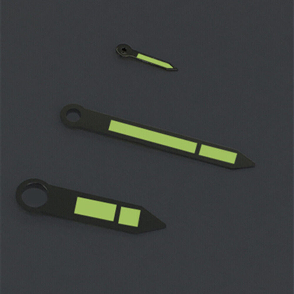 Aiguilles de montre lumineuses vertes avec garniture argentée pour mouvements ST3600/ST3620/ETA6497/6498