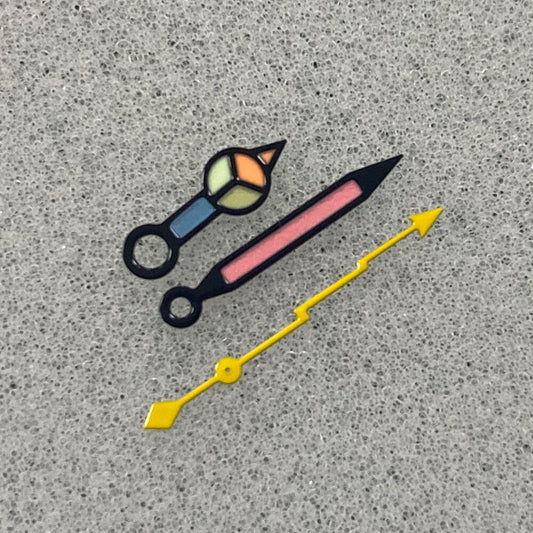 Arrow-shaped black trim watch hands with green luminous fill for NH35/NH36/4R/7S movements