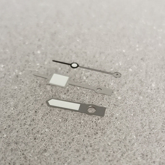 Green luminous geometric square watch hands with silver trim, compatible with NH35/NH36/4R/7S movements.