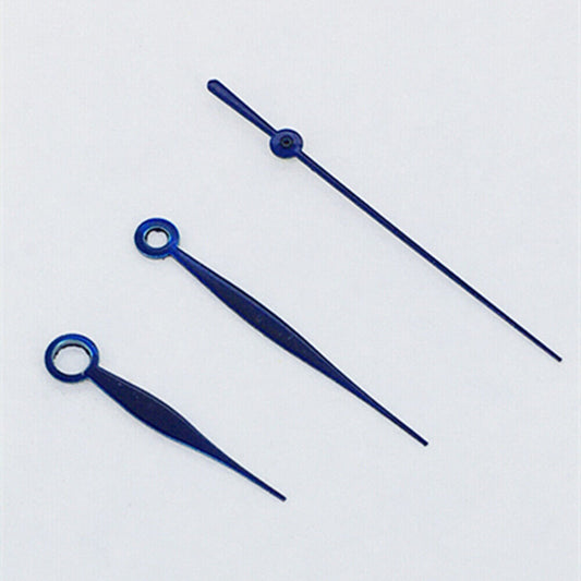 NO Lume Blue polished long watch hands for Asian 8215/2813/8205 movement, precise fit and stylish design.