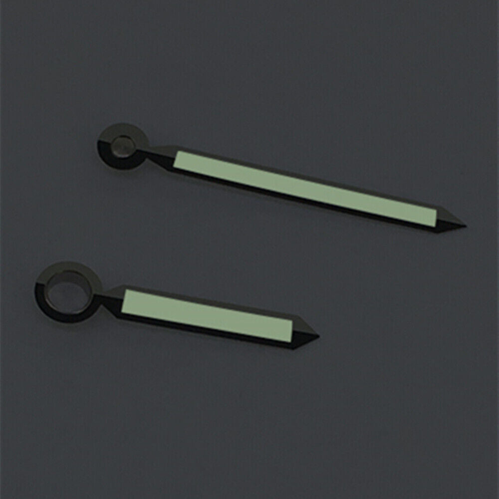 Silver trim green luminous watch hands for ST3600 and ETA6497 movements.