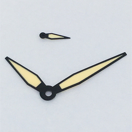 Black trim diamond shaped orange lume watch hands for ST3600 movement.