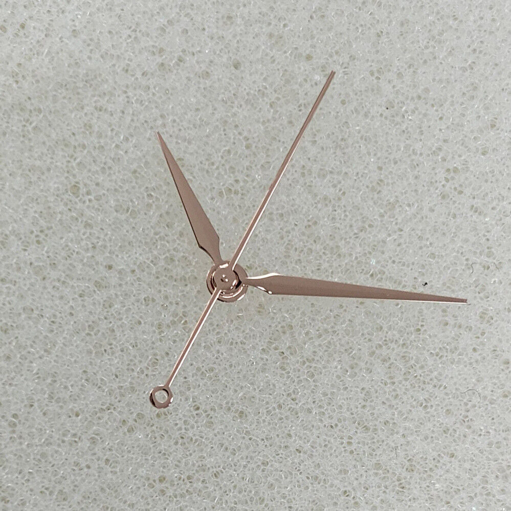 Silver, gold, and black diamond-shaped watch hands without lume for NH35/NH36.