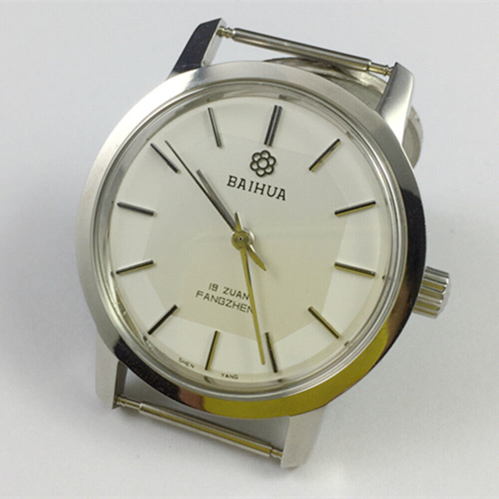 New 37mm China Baihua Manual Mechanical Watch 19 Jews Silver Shock-Resistant