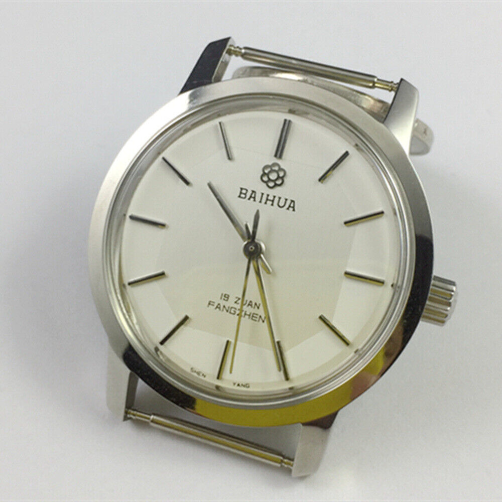 New 37mm China Baihua Manual Mechanical Watch 19 Jews Silver Shock-Resistant