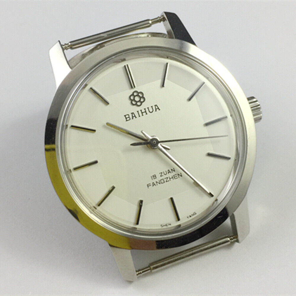 New 37mm China Baihua Manual Mechanical Watch 19 Jews Silver Shock-Resistant