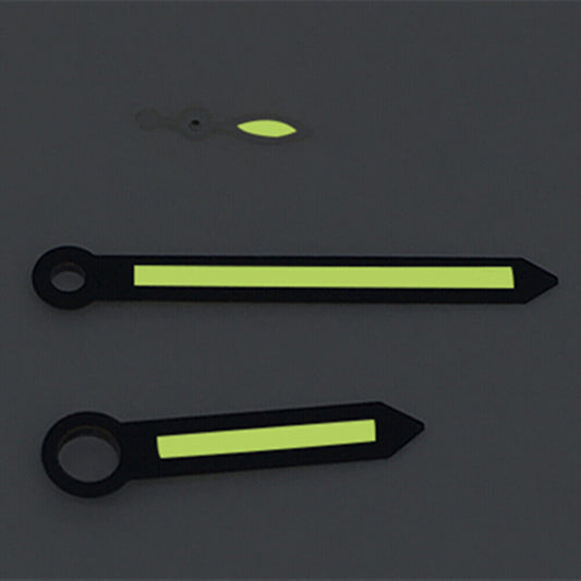 Black trim watch hands with yellow luminous finish for ST3600/ST3620/ETA6497/6498 movements.