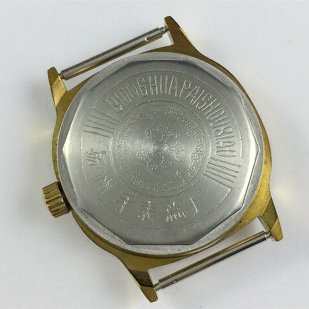 34mm Yangzhou Qionghua Steel Manual Mechanical Watch Golden Dial+Watch Band