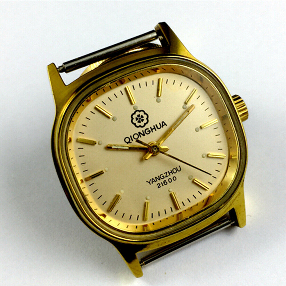 34mm Yangzhou Qionghua Steel Manual Mechanical Watch Golden Dial+Watch Band