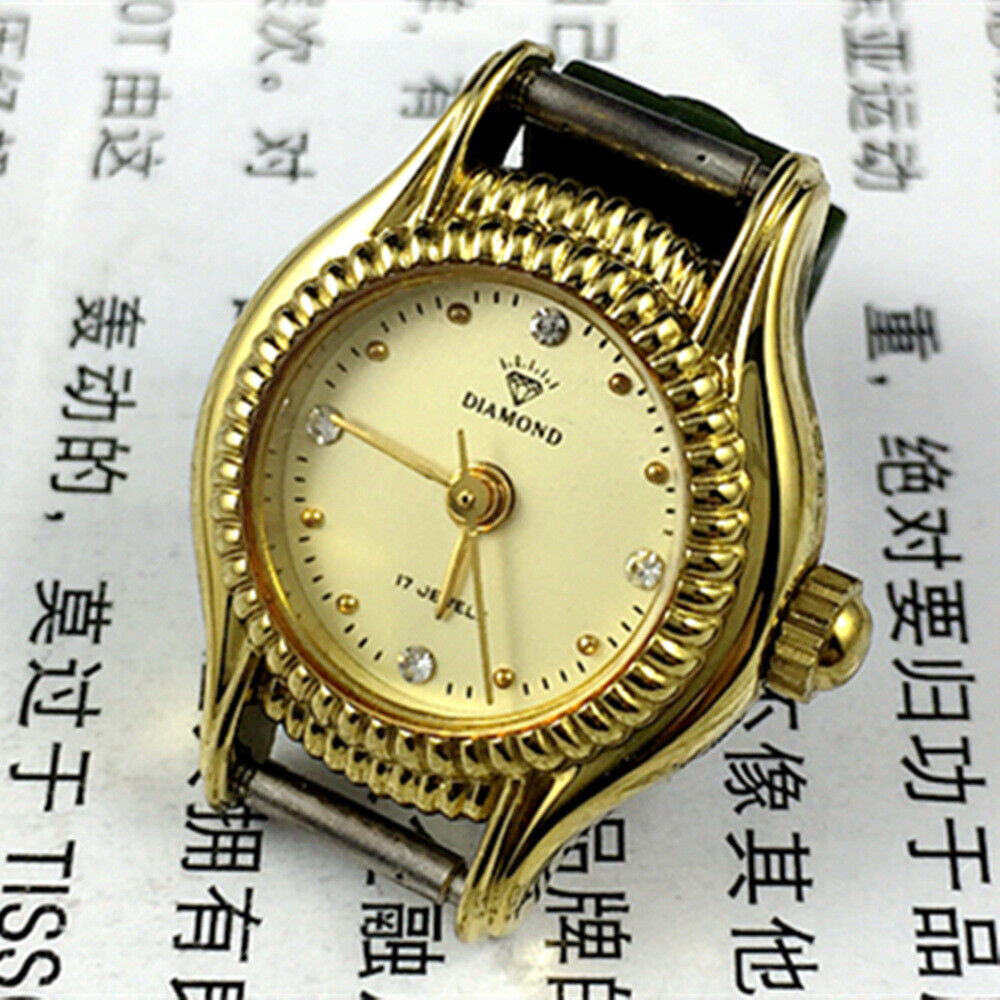 SHANGHAI DIAMOND Montre mécanique manuelle pour femme, cadran jaune 17 juifs, clou doré