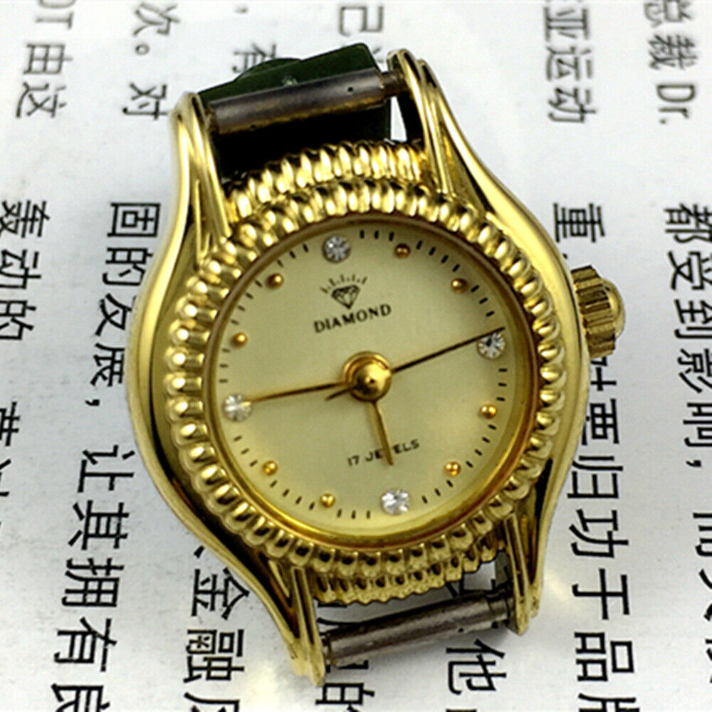 SHANGHAI DIAMOND Montre mécanique manuelle pour femme, cadran jaune 17 juifs, clou doré