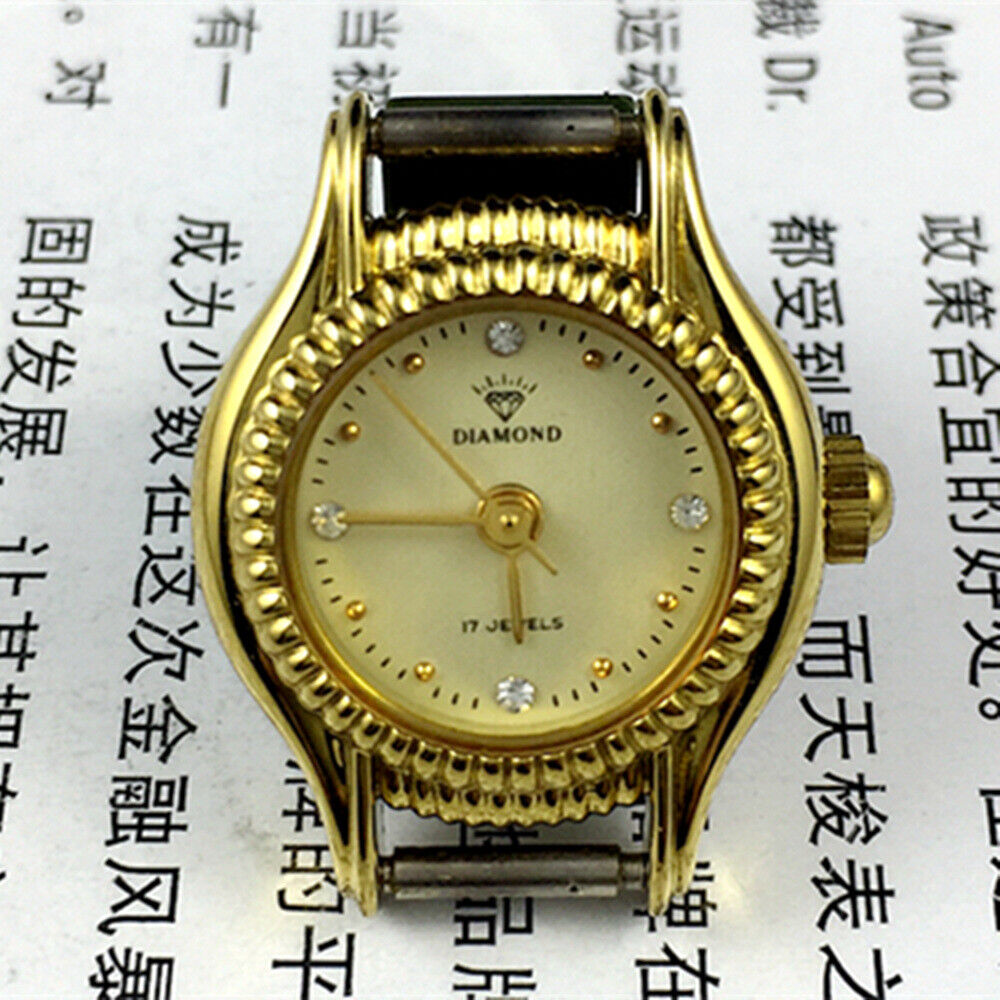SHANGHAI DIAMOND Montre mécanique manuelle pour femme, cadran jaune 17 juifs, clou doré