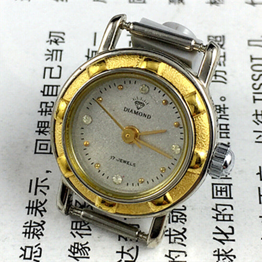 21mm SHANGHAI DIAMOND lady watch with grey dial, manual mechanical movement, 17 jewels, elegant design.