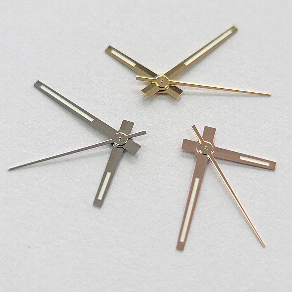 Silver and gold-trimmed green luminous watch hands for NH35/NH36 movements
