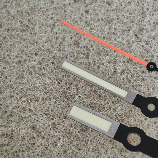 Orange second hand with silver trim and green luminous tip for NH35/NH36/4R/7S watches