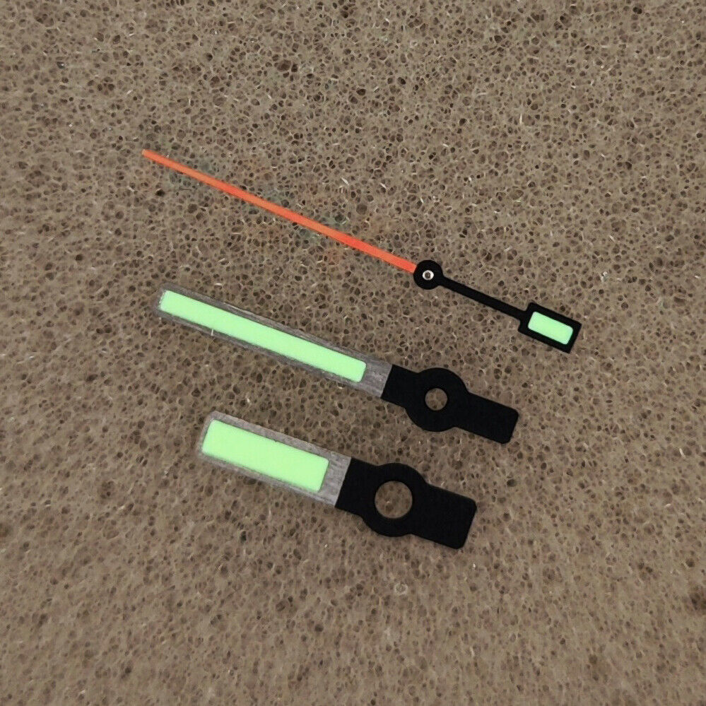 Orange second hand with silver trim and green luminous tip for NH35/NH36/4R/7S watches in watch accessories category