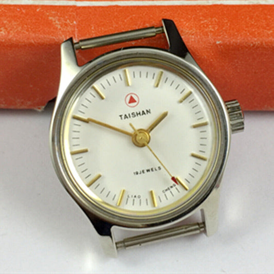 Liaocheng TAISHAN 25mm mechanical lady watch with golden nail markers and round case, elegant design.