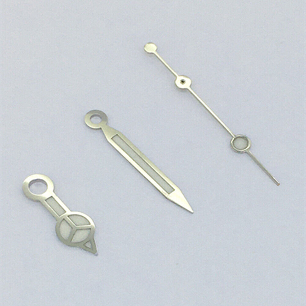 Aiguilles de montre polies vertes et bleues avec garniture argentée pour modèles Asian 8215/2813/8205